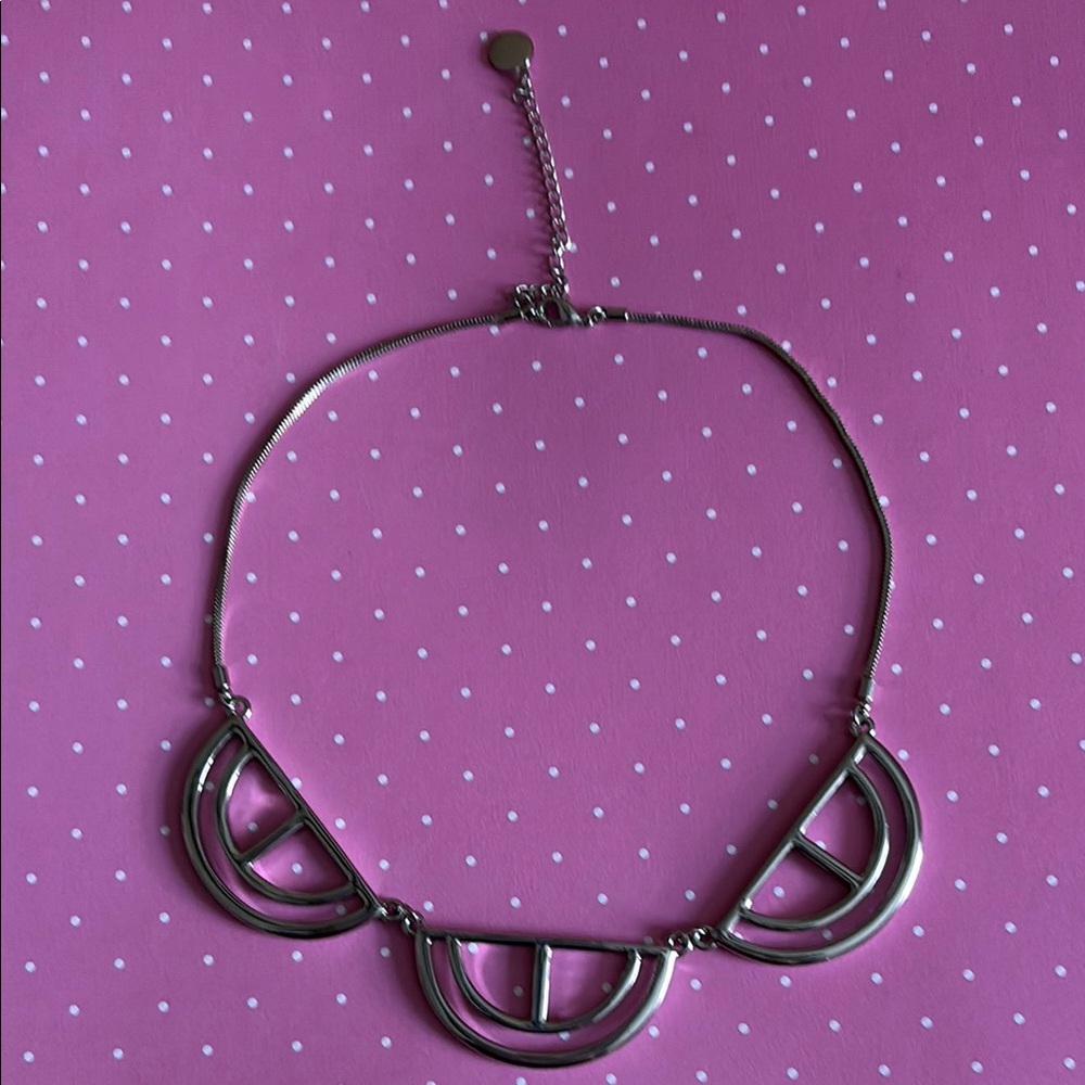 WHBM Silver Geometric Necklace. 16 inches.